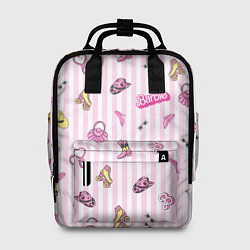 Рюкзак женский Барби - розовая полоска и аксессуары, цвет: 3D-принт