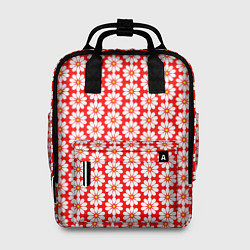 Рюкзак женский Белые ромашки на красном, цвет: 3D-принт