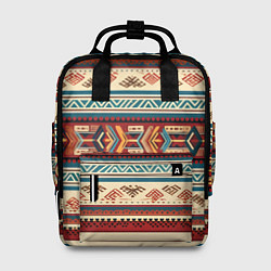 Рюкзак женский Этнический паттерн в горизонтальную полоску, цвет: 3D-принт