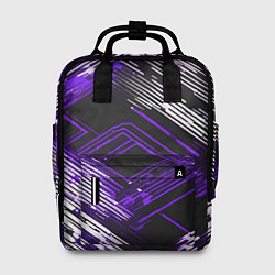 Рюкзак женский Киберпанк линии белые и фиолетовые, цвет: 3D-принт