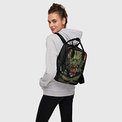 Рюкзак женский Зеленый дракон с открытой пастью, цвет: 3D-принт — фото 2