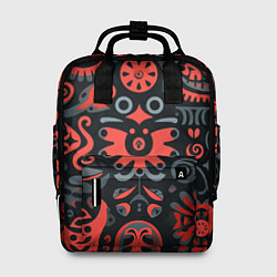 Рюкзак женский Красно-черный узор в славянском стиле, цвет: 3D-принт