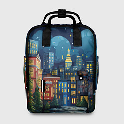 Рюкзак женский Ночной город новый год, цвет: 3D-принт