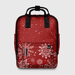 Рюкзак женский Текстура снежинок на красном фоне, цвет: 3D-принт