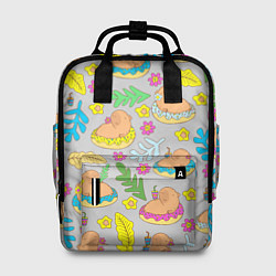 Рюкзак женский Семья капибар на отдыхе, цвет: 3D-принт
