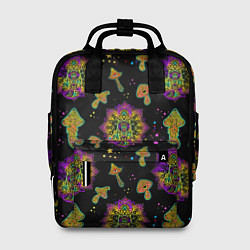 Рюкзак женский Грибы и мандалы, цвет: 3D-принт