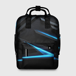 Рюкзак женский Черный и синий фон с абстракцией, цвет: 3D-принт