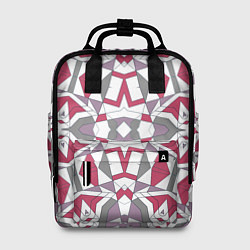 Рюкзак женский Геометрический узор красно серый, цвет: 3D-принт