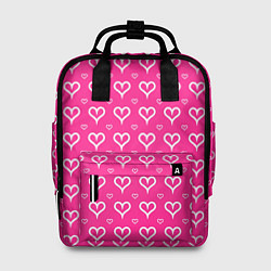 Женский рюкзак Сердечки паттерн насыщенный розовый