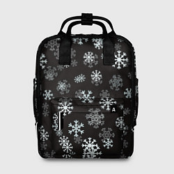 Женский рюкзак Снежинки белые на черном