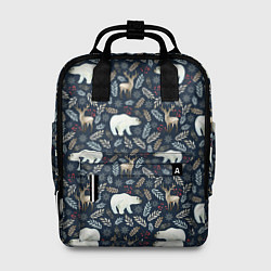 Рюкзак женский Акварельные медведи и олени, цвет: 3D-принт