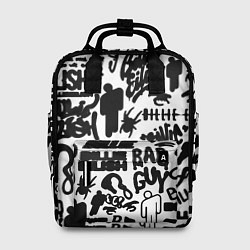 Рюкзак женский Билли Айлиш автографы черно белый, цвет: 3D-принт