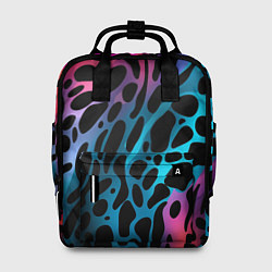 Рюкзак женский Черные пятна на разноцветном фоне, цвет: 3D-принт