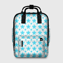 Женский рюкзак Паттерн снежинки бело-голубой