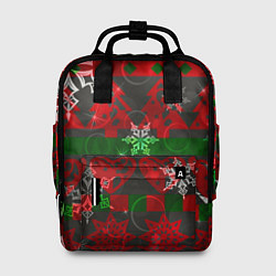 Рюкзак женский Рождественские узоры ёлки и снежинки, цвет: 3D-принт