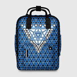 Рюкзак женский Синие и чёрные треугольники, цвет: 3D-принт