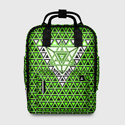 Рюкзак женский Зелёные и чёрные треугольники, цвет: 3D-принт