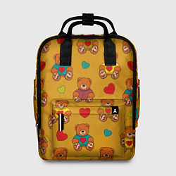 Рюкзак женский Игрушечные мишки и разноцветные сердца, цвет: 3D-принт