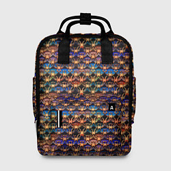 Рюкзак женский Разноцветный паттерн с золотыми значками, цвет: 3D-принт