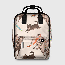 Рюкзак женский Коты и рыба, цвет: 3D-принт