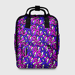 Женский рюкзак Фиолетовый узор и чёрная обводка