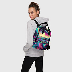 Рюкзак женский Неоновый космос - нейросеть, цвет: 3D-принт — фото 2
