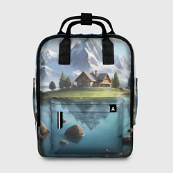 Рюкзак женский Чудесный день на берегу озера в горах, цвет: 3D-принт