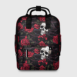 Рюкзак женский Черепа с алыми розами, цвет: 3D-принт