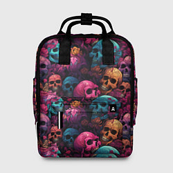 Рюкзак женский Поле яркий черепов и цветов, цвет: 3D-принт