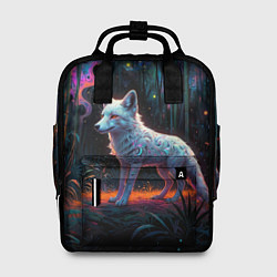Рюкзак женский Белая лисица на фоне волшебного леса, цвет: 3D-принт