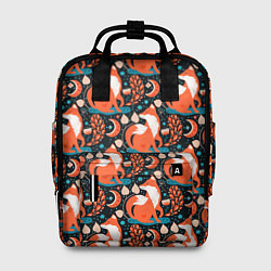 Рюкзак женский Разноцветный орнамент лисы паттерном, цвет: 3D-принт