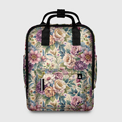 Рюкзак женский Нежные цветочные мотивы паттерны, цвет: 3D-принт