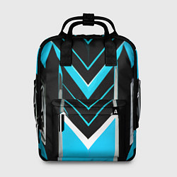 Рюкзак женский Серо-голубые полосы на чёрном фоне, цвет: 3D-принт