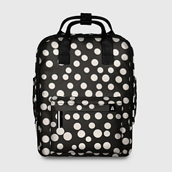 Рюкзак женский Черный фон с белыми кружками, цвет: 3D-принт
