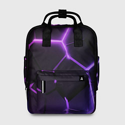 Рюкзак женский Темные фиолетовые неоновые плиты в разломе, цвет: 3D-принт