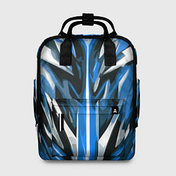 Женский рюкзак Хаотичная сине-белая абстракция на чёрном фоне