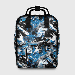 Рюкзак женский Выдры в речке на волнах - паттерн, цвет: 3D-принт