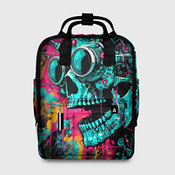 Рюкзак женский Cyber skull sketch - color blots, цвет: 3D-принт