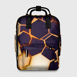 Рюкзак женский Чёрные шестиугольники на чёрном фоне, цвет: 3D-принт