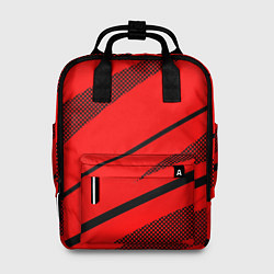 Рюкзак женский Красный с чёрным абстракция полосы, цвет: 3D-принт