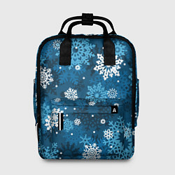 Рюкзак женский Снежинки белые и голубые, цвет: 3D-принт