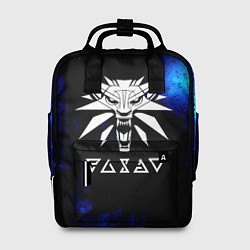 Рюкзак женский Ведьмак лого синие краски, цвет: 3D-принт