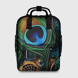 Рюкзак женский Узоры и перья павлина, цвет: 3D-принт