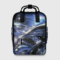 Рюкзак женский Закрученные линии и звезды - космическая абстракци, цвет: 3D-принт