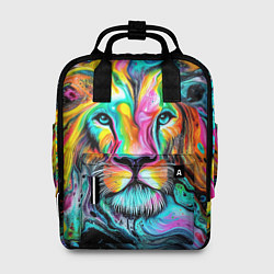 Рюкзак женский Абстрактная морда льва - яркие психоделические цве, цвет: 3D-принт