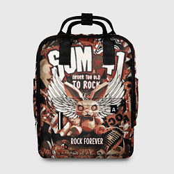 Рюкзак женский Sum 41 на фоне кролика и гитар, цвет: 3D-принт