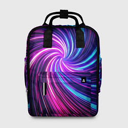 Рюкзак женский Неоновый вихрь из светящихся линий, цвет: 3D-принт