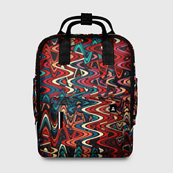 Рюкзак женский Искажённые волнистые полосы красно-синий, цвет: 3D-принт