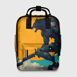 Рюкзак женский Киберчеловек-волк, цвет: 3D-принт