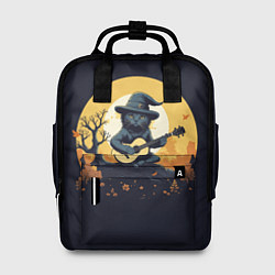 Женский рюкзак Кот играет на гитаре под луной